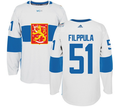 Men's Team Finland #51 Valtteri Filppula Adidas White 2016 World Cup Of Hockey Stitched WCH Game Jersey
