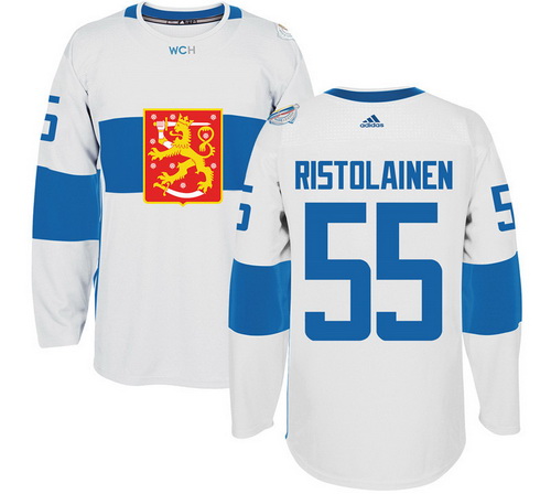 Men's Team Finland #55 Rasmus Ristolainen Adidas White 2016 World Cup Of Hockey Stitched WCH Game Jersey