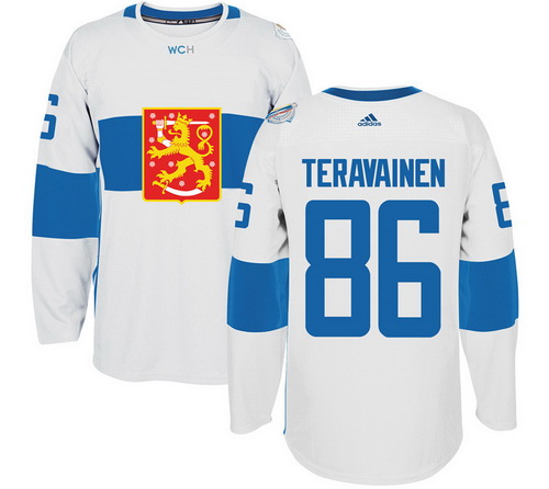 Men's Team Finland #86 Teuvo Teravainen Adidas White 2016 World Cup Of Hockey Stitched WCH Game Jersey