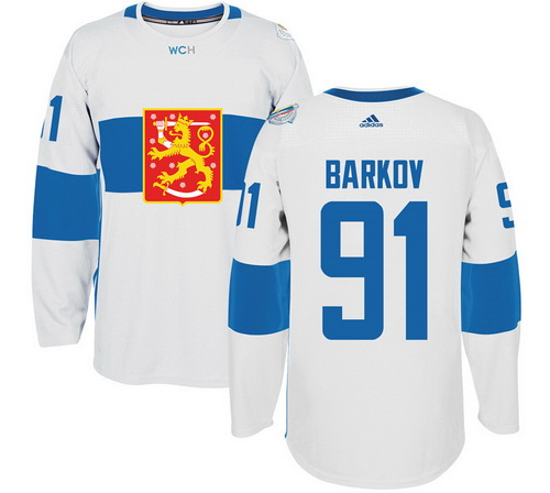 Men's Team Finland #91 Aleksander Barkov Adidas White 2016 World Cup Of Hockey Stitched WCH Game Jersey
