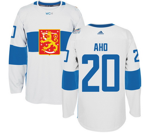 Men's Team Finland #20 Sebastian Aho Adidas White 2016 World Cup Of Hockey Stitched WCH Game Jersey