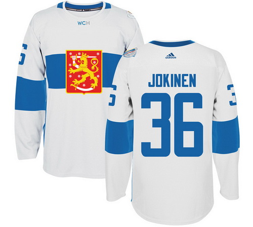 Men's Team Finland #36 Jussi Jokinen Adidas White 2016 World Cup Of Hockey Stitched WCH Game Jersey