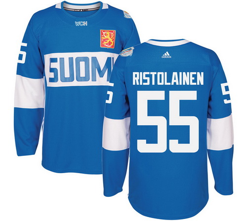 Men's Team Finland #55 Rasmus Ristolainen Adidas Blue 2016 World Cup Of Hockey Stitched WCH Game Jersey