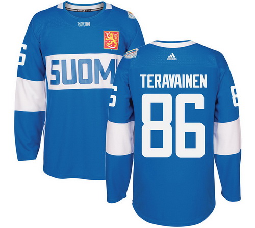 Men's Team Finland #86 Teuvo Teravainen Adidas Blue 2016 World Cup Of Hockey Stitched WCH Game Jersey