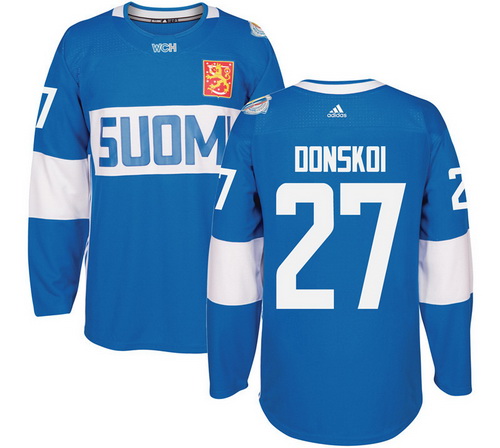 Men's Team Finland #27 Joonas Donskoi Adidas Blue 2016 World Cup Of Hockey Stitched WCH Game Jersey