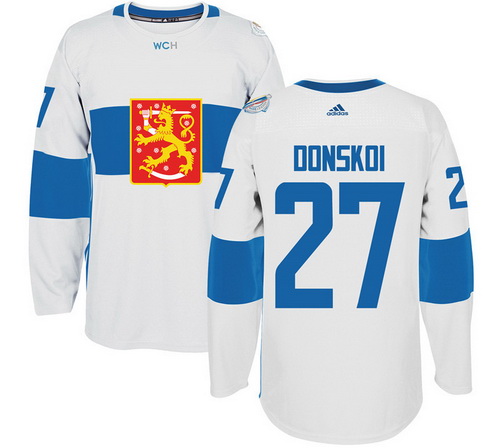 Men's Team Finland #27 Joonas Donskoi Adidas White 2016 World Cup Of Hockey Stitched WCH Game Jersey