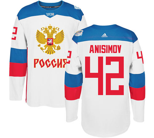 Men's Team Russia #42 Artem Anisimov Adidas White 2016 World Cup Of Hockey WCH Game Jersey