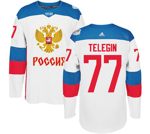 Men's Team Russia #77 Ivan Telegin Adidas White 2016 World Cup Of Hockey WCH Game Jersey