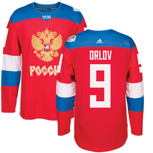 Men's Team Russia #9 Dmitry Orlov Adidas Red 2016 World Cup Of Hockey Jersey  
