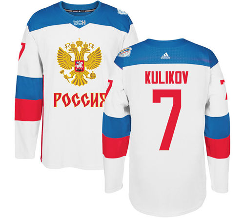 Men's Team Russia #7 Dmitri Kulikov Adidas White 2016 World Cup Of Hockey WCH Game Jersey