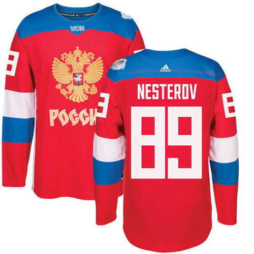 Men's Team Russia #89 Nikita Nesterov Adidas Red 2016 World Cup Of Hockey Jersey  