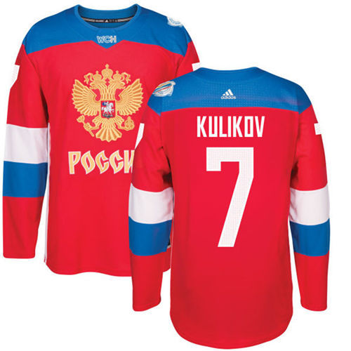 Men's Team Russia #7 Dmitri Kulikov Adidas Red 2016 World Cup Of Hockey Jersey  