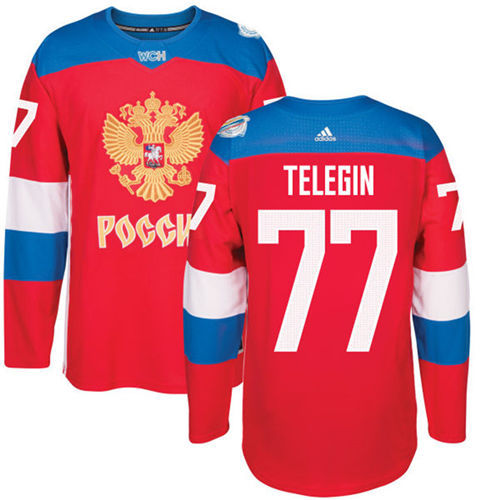 Men's Team Russia #77 Ivan Telegin Adidas Red 2016 World Cup Of Hockey Jersey  