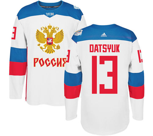 Men's Team Russia #13 Pavel Datsyuk Adidas White 2016 World Cup Of Hockey WCH Game Jersey