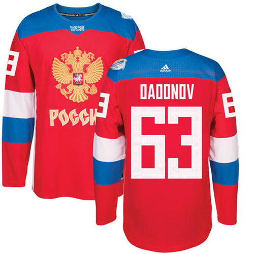 Men's Team Russia #63 Evgenii Dadonov Adidas Red 2016 World Cup Of Hockey Jersey  