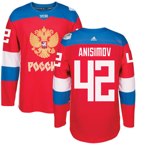 Men's Team Russia #42 Artem Anisimov Adidas Red 2016 World Cup Of Hockey Jersey  
