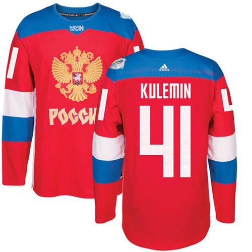 Men's Team Russia #41 Nikolay Kulemin Adidas Red 2016 World Cup Of Hockey Jersey  