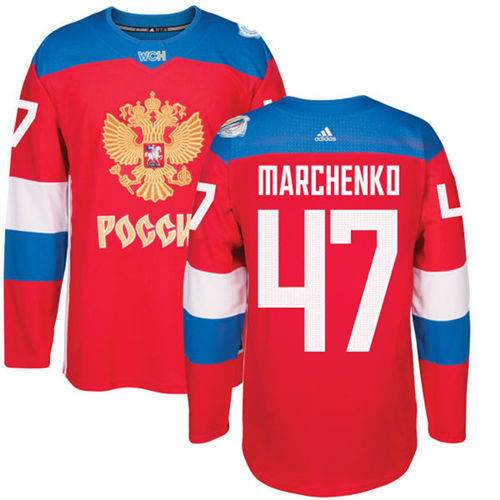 Men's Team Russia #47 Alexei Marchenko Adidas Red 2016 World Cup Of Hockey Jersey  