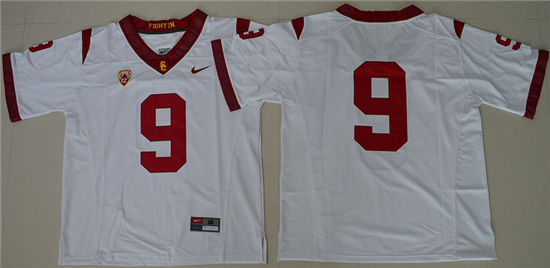 Men's USC Trojans #9 JuJu Smith-Schuster 2016 PAC12 Nike White College Football Jersey - Red