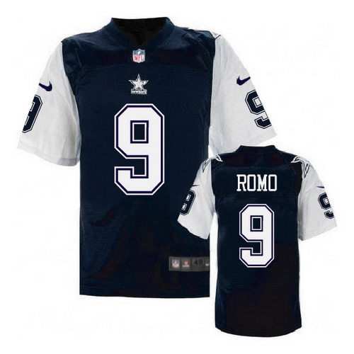 Men's Dallas Cowboys #9 Tony Romo Navy Blue Nike Elite Throwback Thanksgivings Jersey