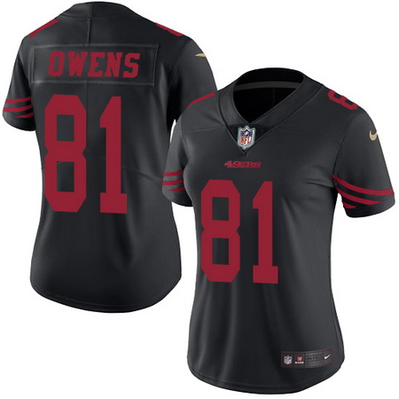 Women's San Francisco 49ers #81 Terrell Owens Black 2016 Color Rush Stitched NFL Nike Limited Jersey