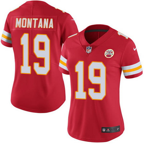 Women's Kansas City Chiefs #19 Joe Montana Red 2016 Color Rush Stitched NFL Nike Limited Jersey