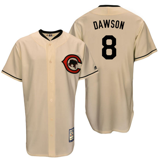 Men's Chicago Cubs Retired Player #8 Andre Dawson Full Button Cream Turn Back the Clock Throwback Authentic Player Jersey