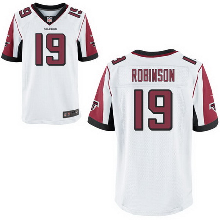 Men's Atlanta Falcons #19 Aldrick Robinson White Road Stitched NFL Nike Elite Jersey