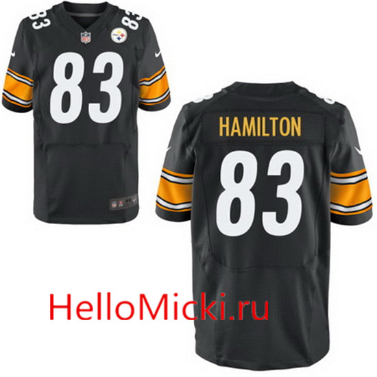 Men's Pittsburgh Steelers #83 Cobi Hamilton Black Team Color Stitched NFL Nike Elite Jersey