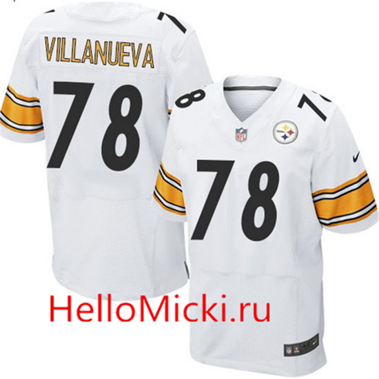 Men's Pittsburgh Steelers #78 Alejandro Villanueva White Road Stitched NFL Nike Elite Jersey