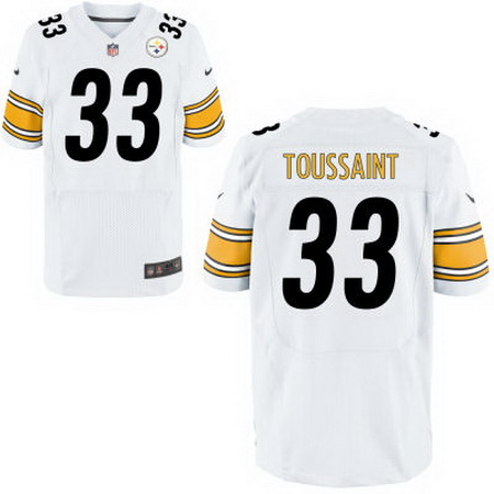 Men's Pittsburgh Steelers #33 Fitzgerald Toussaint White Road Stitched NFL Nike Elite Jersey