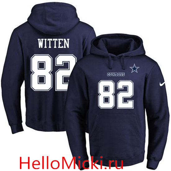 Nike Cowboys 82 Jason Witten Navy Men's Pullover Hoodie