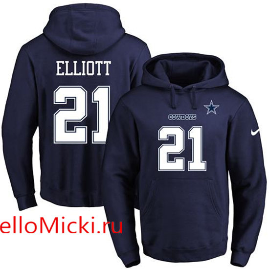 Nike Cowboys 21 Ezequiel Elliott Navy Men's Pullover Hoodie
