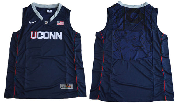 Men's Uconn Huskies Blank Navy Blue College Basketball Authentic Jersey