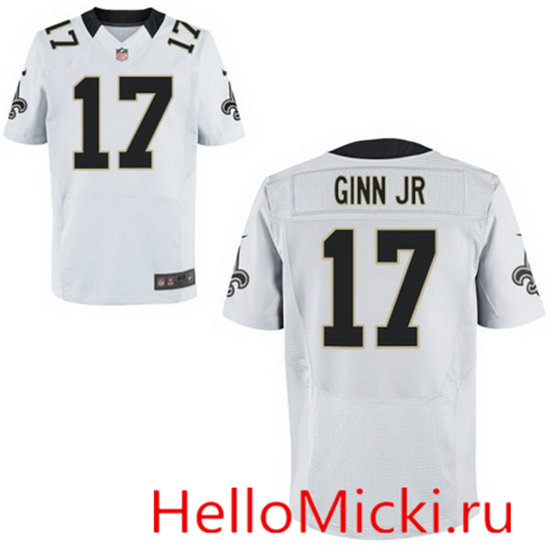 Men's New Orleans Saints #17 Ted Ginn Jr White Road Nike Elite Jersey