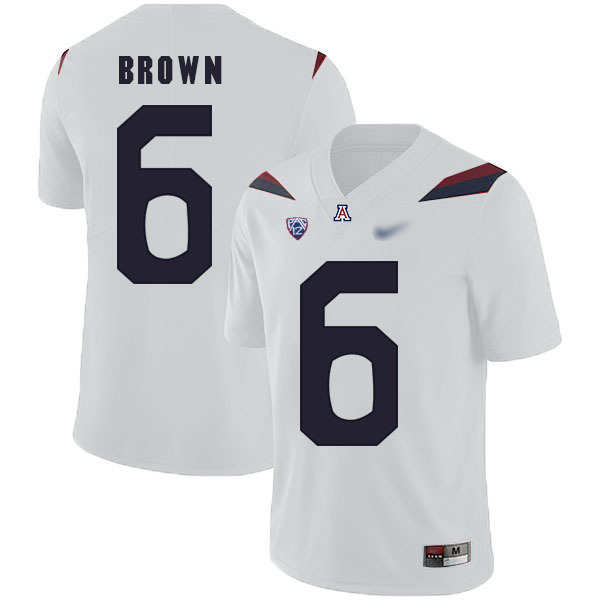 Shun Brown Arizona Wildcats Men's Jersey - #6 NCAA White Replica Authentic