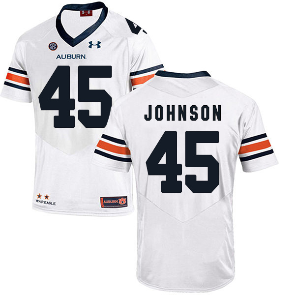 Caleb Johnson Auburn Tigers Men's Jersey - #45 NCAA White Stitched Authentic