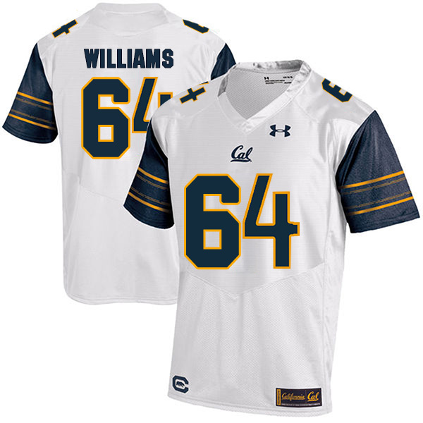Gentle Williams California Golden Bears Men's Jersey - #64 NCAA White Stitched Authentic