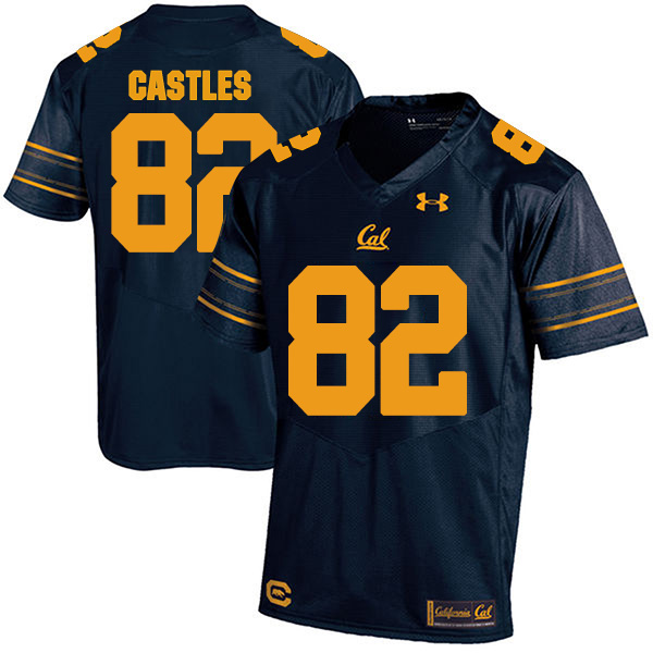 McCallan Castles California Golden Bears Men's Jersey - #82 NCAA Navy Blue Stitched Authentic