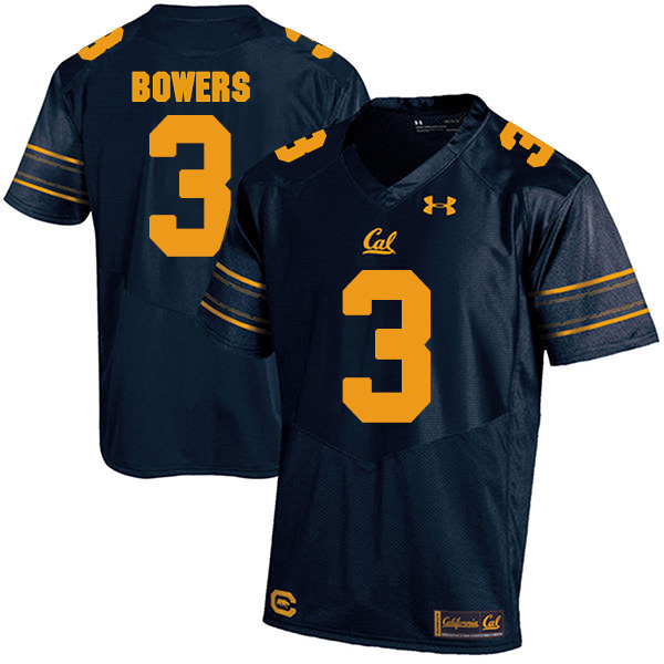 Ross Bowers California Golden Bears Men's Jersey - #3 NCAA Navy Blue Stitched Authentic