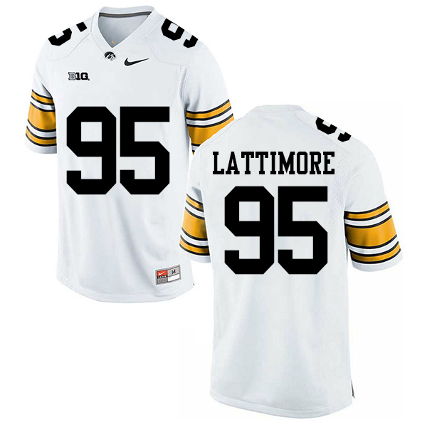 Cedrick Lattimore Iowa Hawkeyes Men's Jersey - #95 NCAA White Stitched Nike Authentic