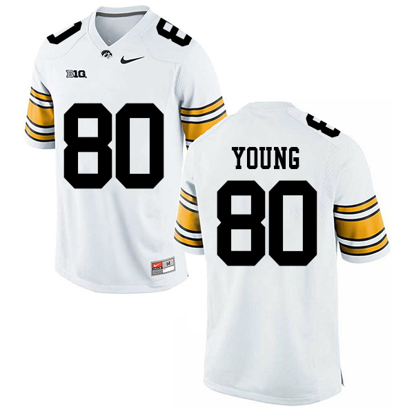 Devonte Young Iowa Hawkeyes Men's Jersey - #80 NCAA White Stitched Nike Authentic