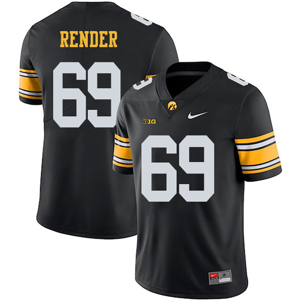 Keegan Render Iowa Hawkeyes Men's Jersey - #69 NCAA Black Stitched Nike Authentic