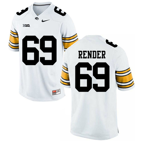 Keegan Render Iowa Hawkeyes Men's Jersey - #69 NCAA White Stitched Nike Authentic