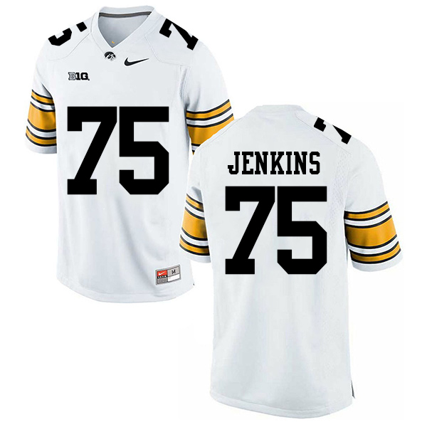 Jeff Jenkins Iowa Hawkeyes Men's Jersey - #75 NCAA White Stitched Nike Authentic