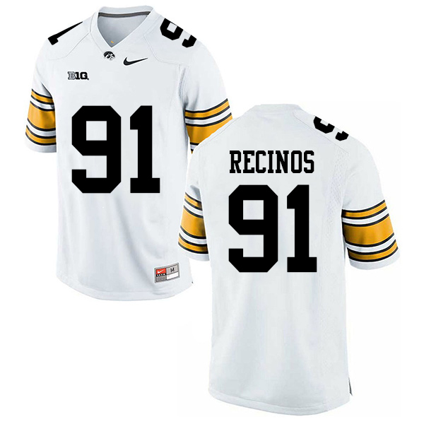 Miguel Recinos Iowa Hawkeyes Men's Jersey - #91 NCAA White Stitched Nike Authentic