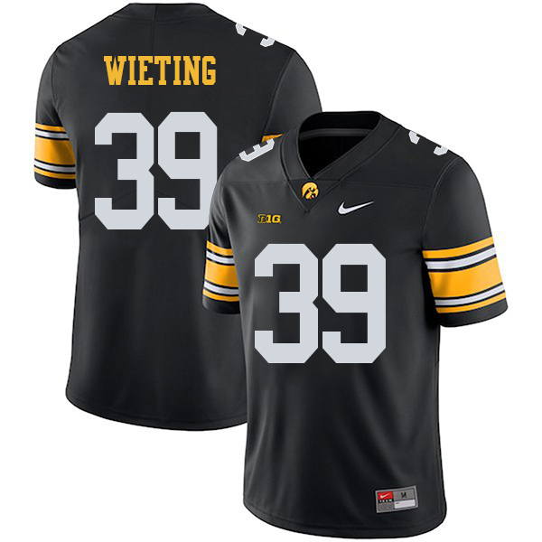 Nate Wieting Iowa Hawkeyes Men's Jersey - #39 NCAA Black Stitched Nike Authentic