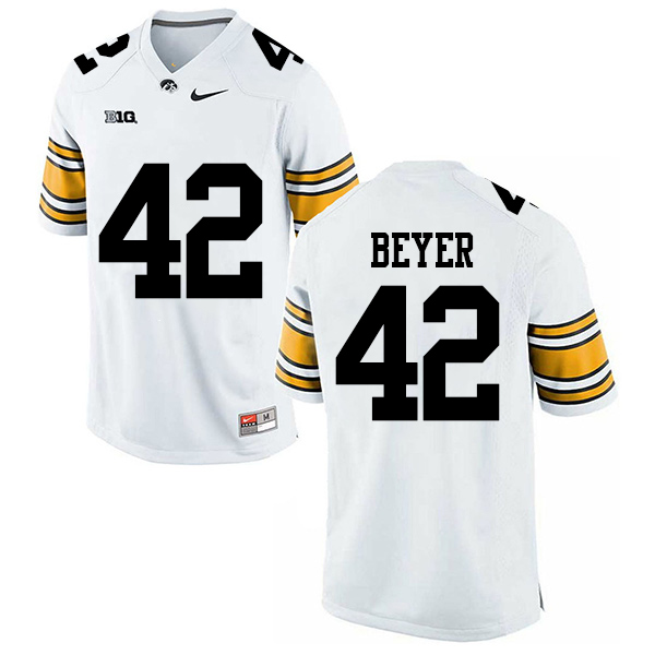 Shaun Beyer Iowa Hawkeyes Men's Jersey - #42 NCAA White Stitched Nike Authentic