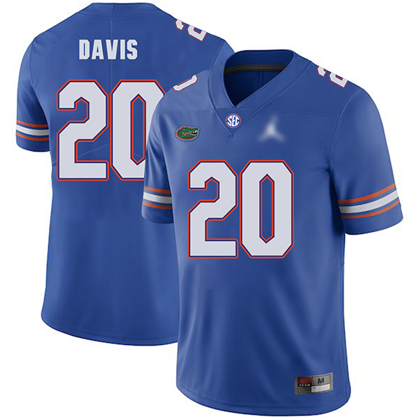 Malik Davis Florida Gators Men's Jersey - #20 NCAA Blue Untouchable Authentic