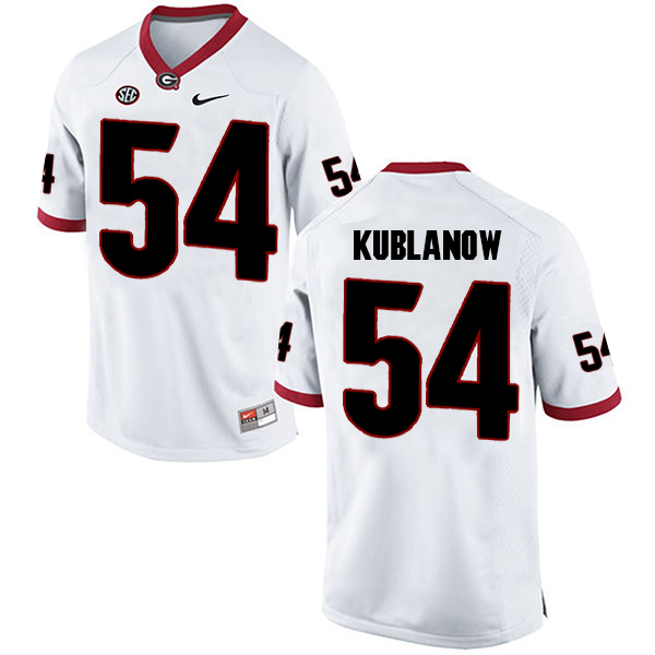 Brandon Kublanow Georgia Bulldogs Men's Jersey - #54 NCAA White Limited Away